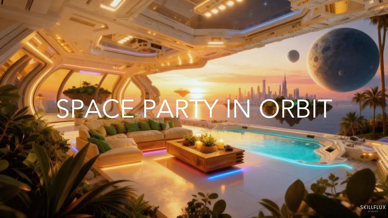 Luxury Ibiza House Music, Jazzy Funk, Warm Guitar, Intergalactic Sunset Pool Lounge In Space