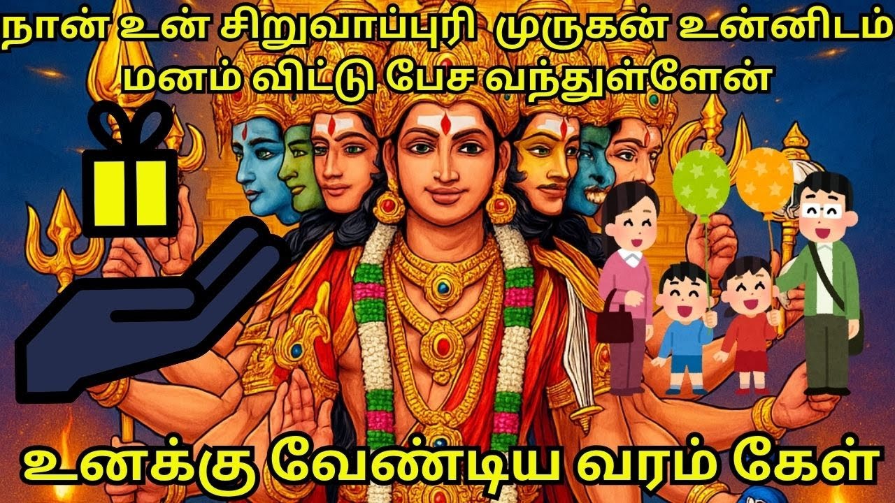 நான் உன் சிறுவாப்புரி  முருகன் உன்னிடம் மனம் விட்டு பேச வந்துள்ளேன் உனக்கு வேண்டிய வரம் கேள்