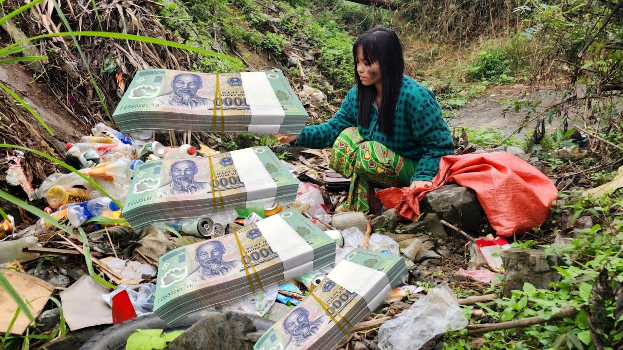 A homeless girl whose house was blown away by the wind now has to collect scrap metal to find food.