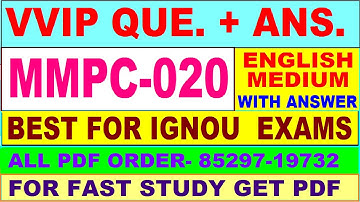 MMPC 020 important questions with answer | mmpc 020 Previous Year Question Paper