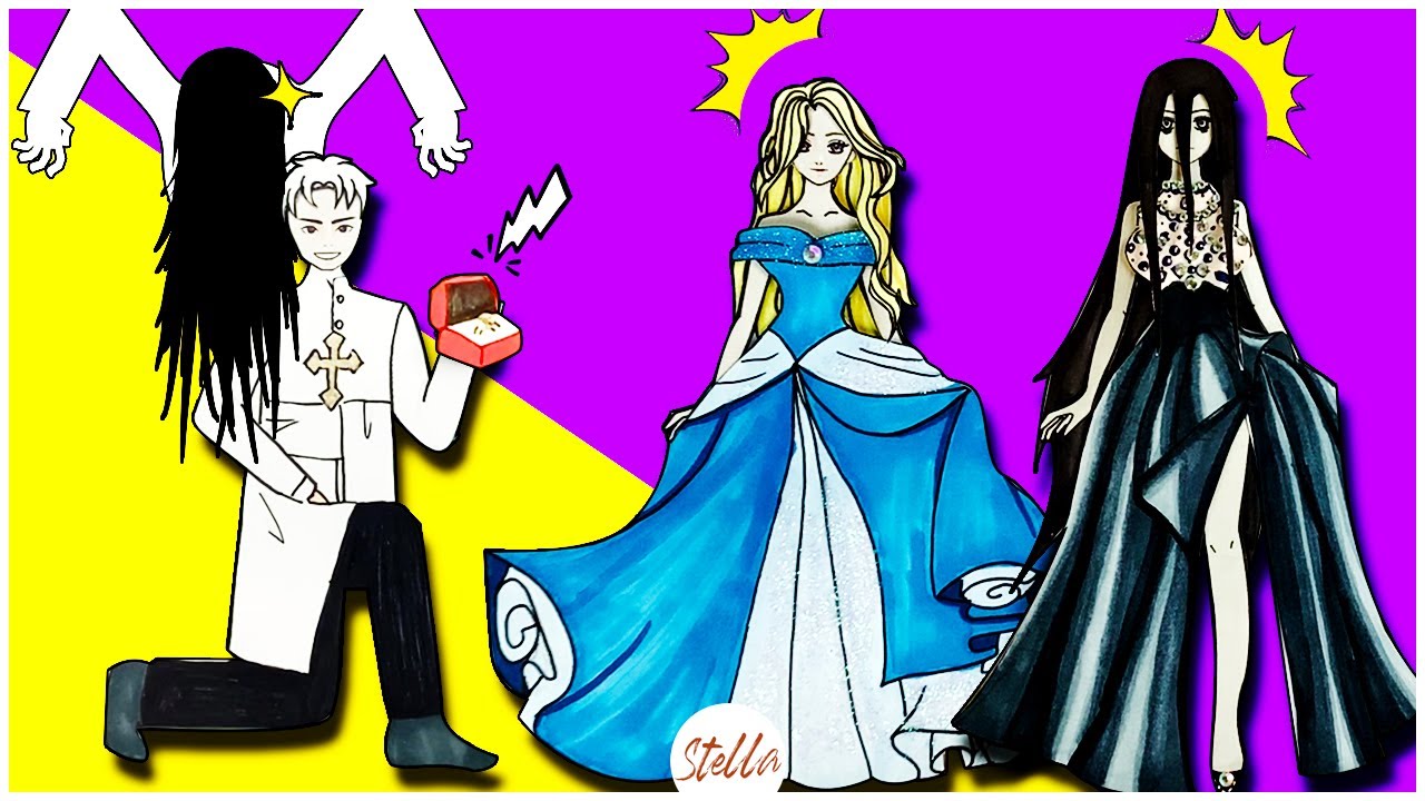 Paper doll Sadako dress up for prom Handmade Quiet Book Barbie story