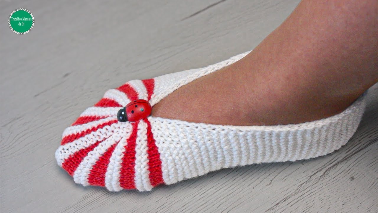 Очень легкие вязаные тапочки для взрослых.