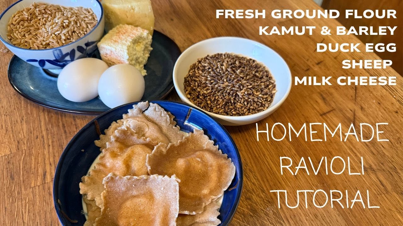 Руководство по приготовлению равиоли из муки из свежемолотого древнего зерна и сыра из овечьего м...