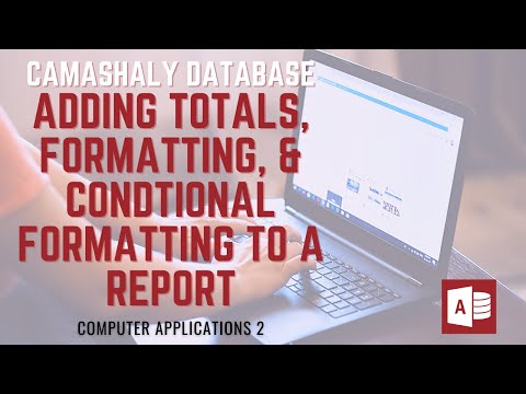 Camashaly Database - Adding Totals, Formatting, & Conditional Formatting to a Report