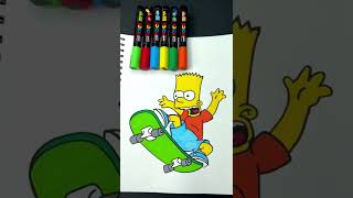 Drawing Bart Simpson With Posca Markers! #shorts