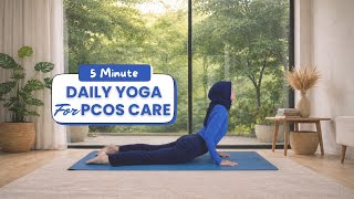 5 Minute Gentle Yoga Routine for PCOS | Stress relief &amp; Support hormonal balance.