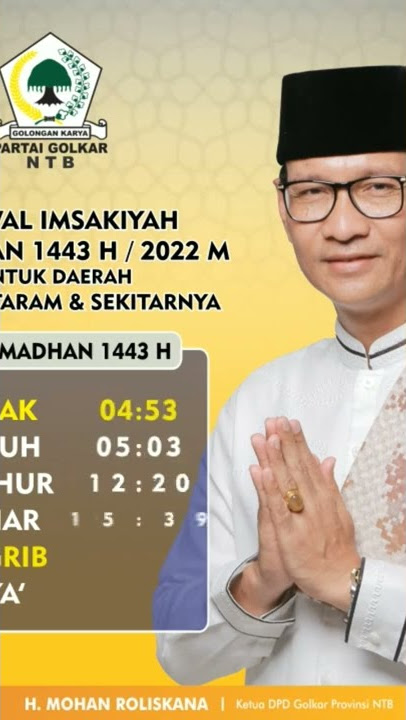 jadwal Imsakiyah Untuk Kota Mataram dan sekitarnya | 11 Ramadhan 1443H