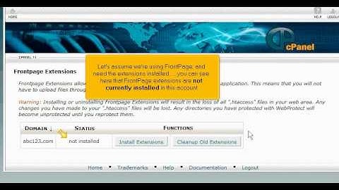 micfo | Installing and uninstalling FrontPage extensions in cPanel