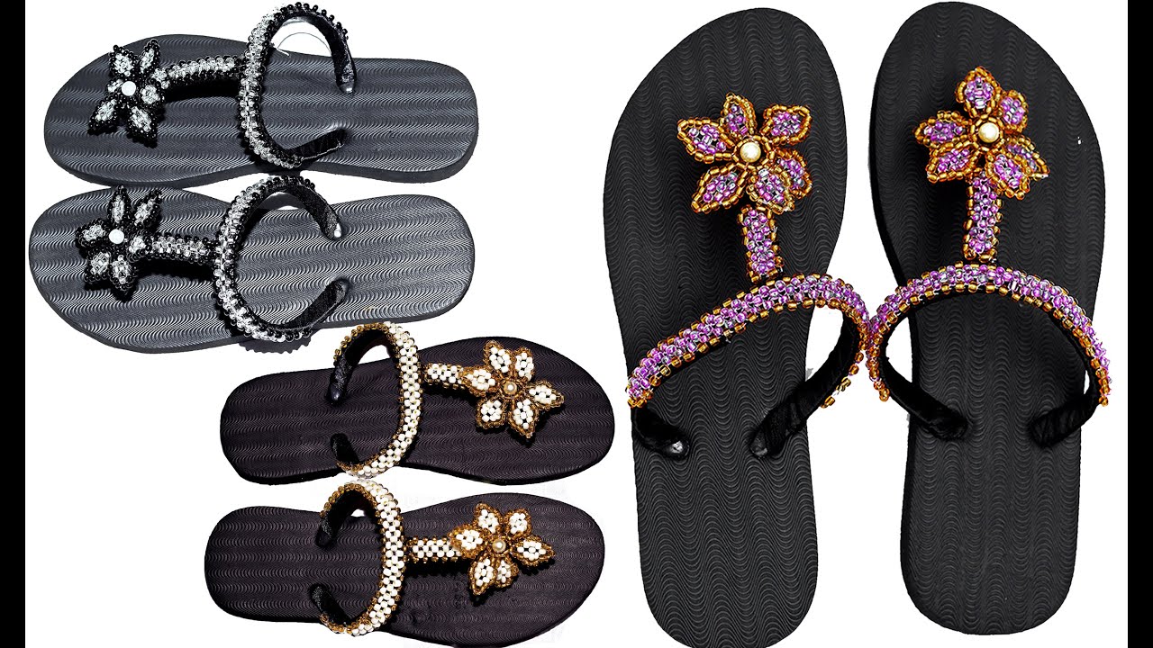 Как сделать красивые босоножки и тапочки с морскими бусинами и кристаллами. ЧАСТЬ 3