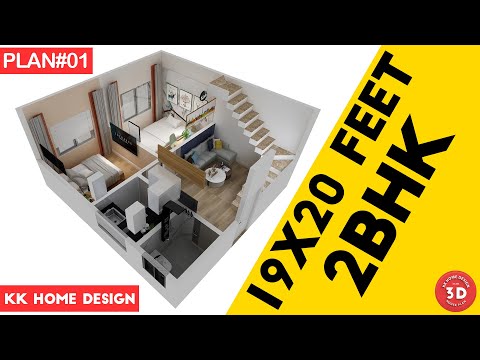 19x20 Feet Small Space House || 2BHK Interior Design || 380 sqft House || KK Home Design