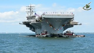 Watch A GIANT Aircraft Carrier Return To Homeport with Family Members Cheering