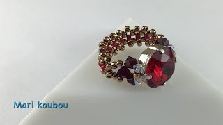 スワロフスキー、ストーンリングの作り方/How to make a Swarovski stone ring