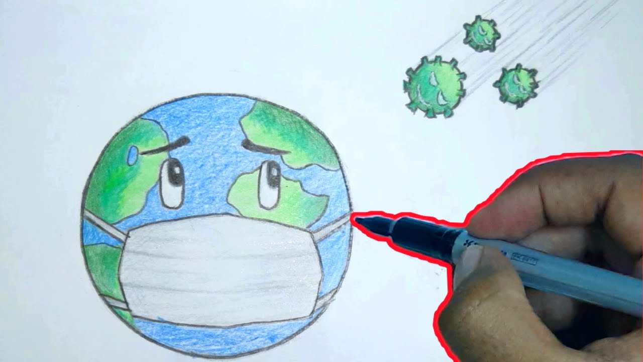 Coronavirus drawing: stay home save life and draw with me