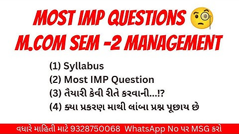 Vnsgu Mcom || Mcom Sem-2 Management || Mcom