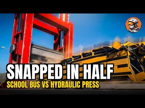 We Put a School Bus in a Hydraulic Press. It SNAPPED In Half 😱 [4K]