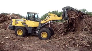 ACS Grapple Loader Rake on a Komatsu WA320