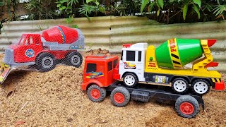 Mencari dan merakit mobil mobilan 2 truk molen besar, Dam truk panjang, Excavator, School Bus, Train