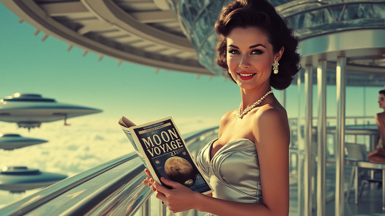 AI Jazz Voyage: 1950s Glamour Meets Poolside Cosmos