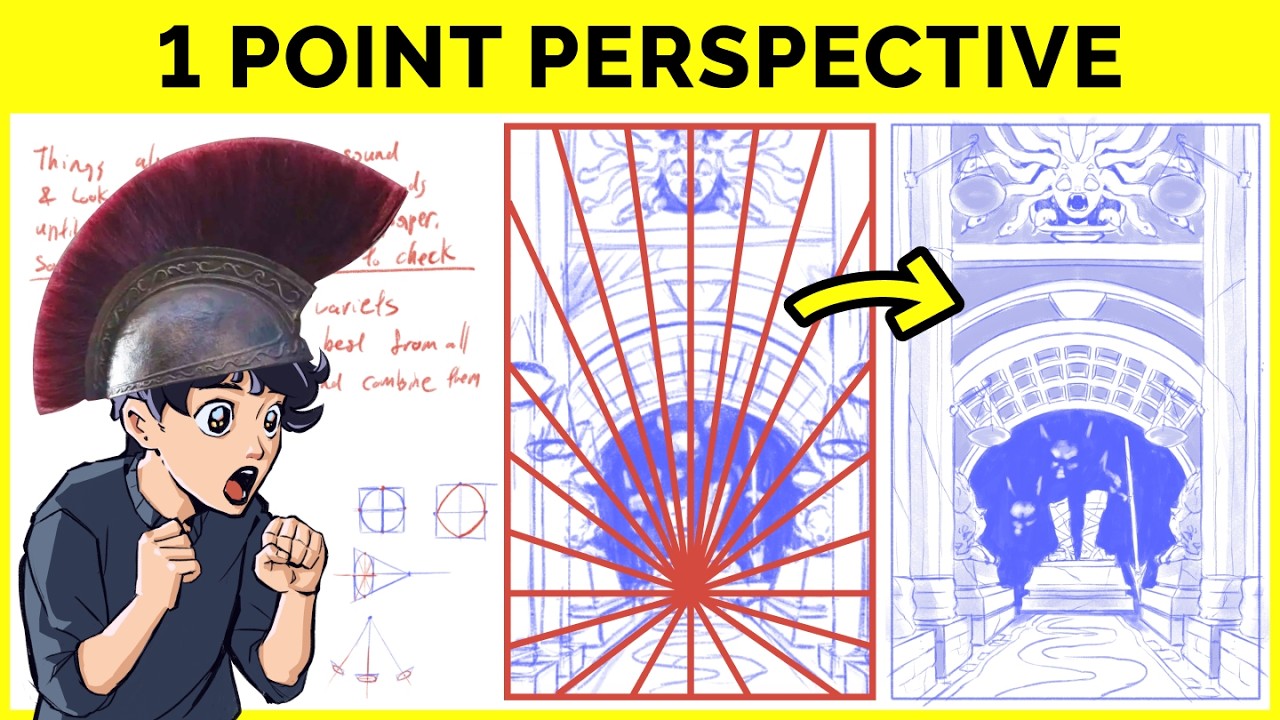 🔴 How to Draw Epic Backgrounds in 1 Point Perspective