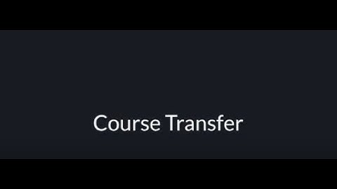 SAGE Vantage: Course Transfer
