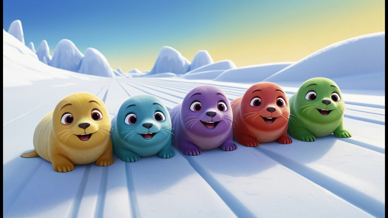 Five Little Seals Slide Slide Slide | Arctic Animal Song & Counting for Kids