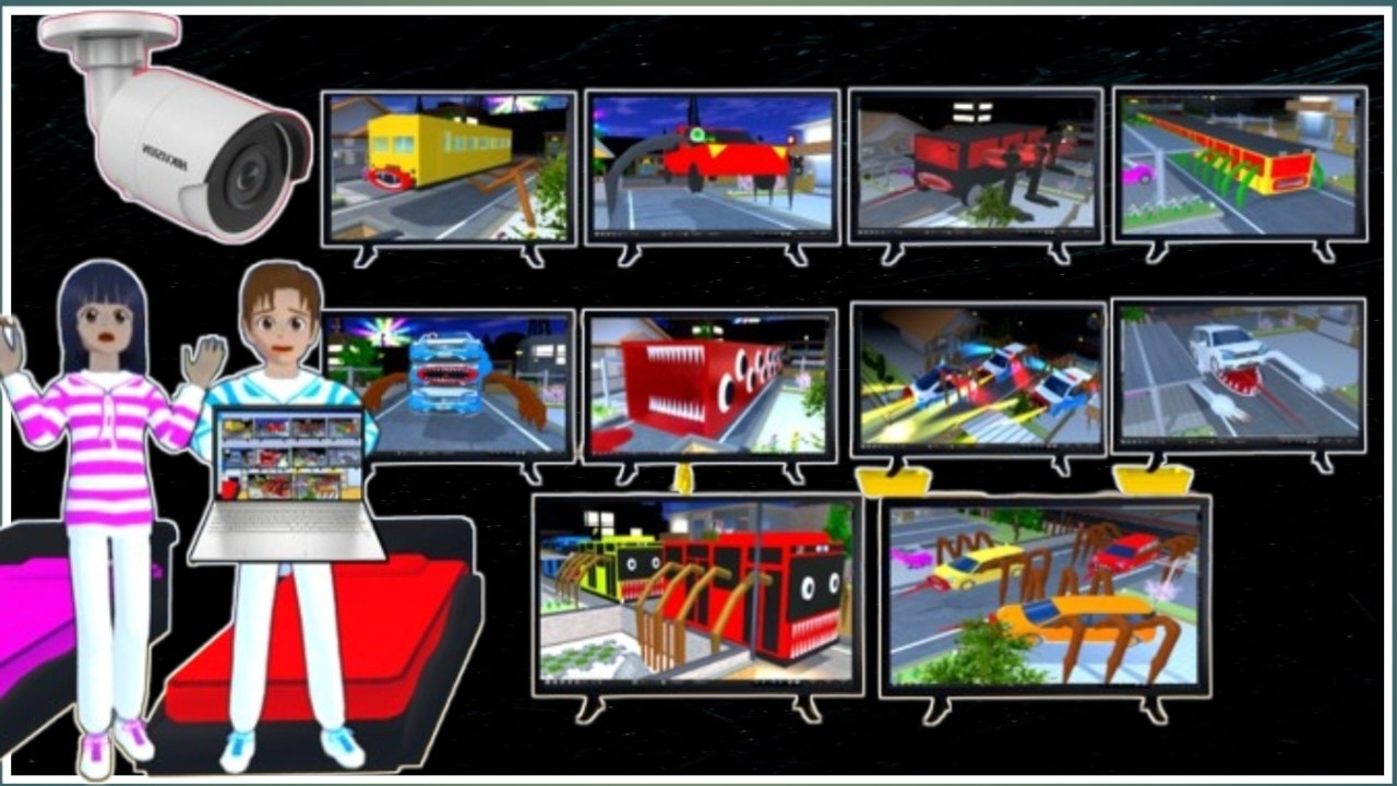 Пожиратель машин попал на камеры видеонаблюдения. Юта и Мио были в ужасе. #sakuraschoolsimulator ...