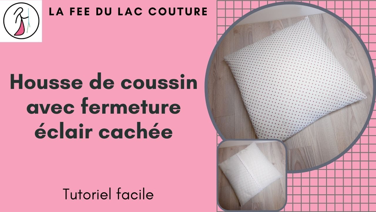 housse de coussin avec fermeture éclair cachée derrière un rabat