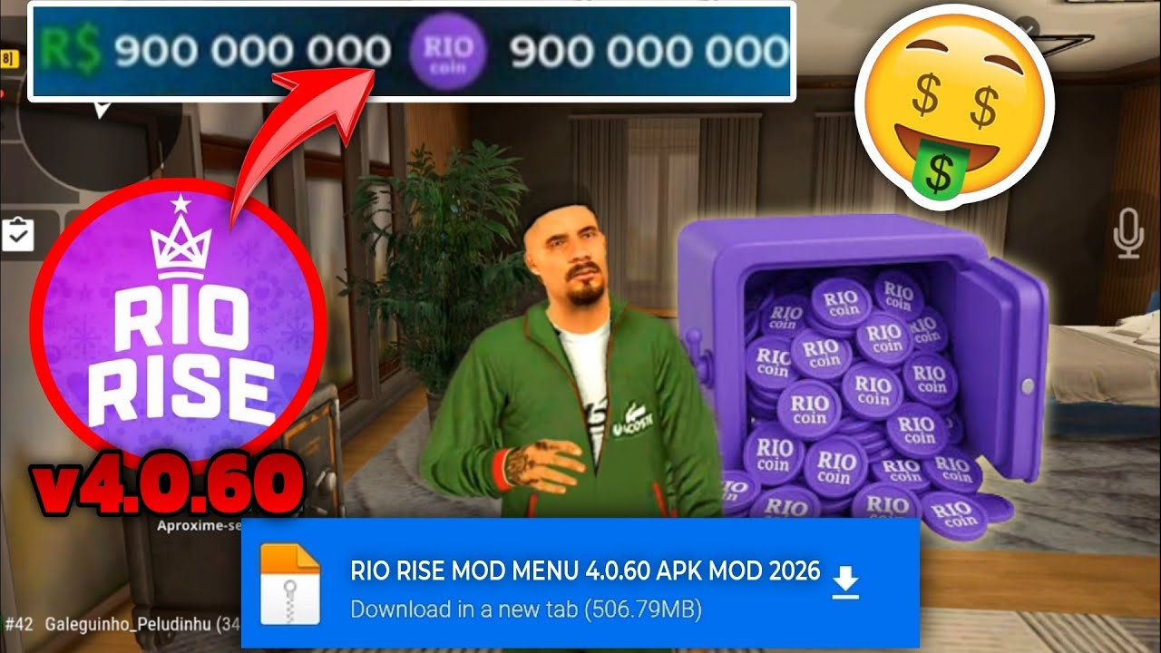 NOVO! RIO RISE MOD APK 4.0.60 DINHEIRO INFINITO ATUALIZADO VIA MEDIAFIRE MOD MENU 2026 RIO COINS 🤑✅