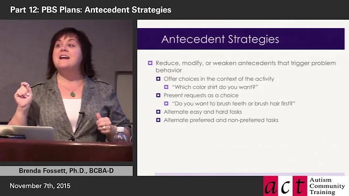 Positive Behavior Support: What Parents Need to Know! Part 12 - PBS Plans - Antecedent Strategies