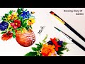 How to draw flowers with vase ll watercolour drawing ll drawing diary of zareen