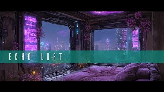 Echo Loft above Cyberpunk City: Rain and Ambient Music | 4K | Cyberpunk Bedroom Ambience