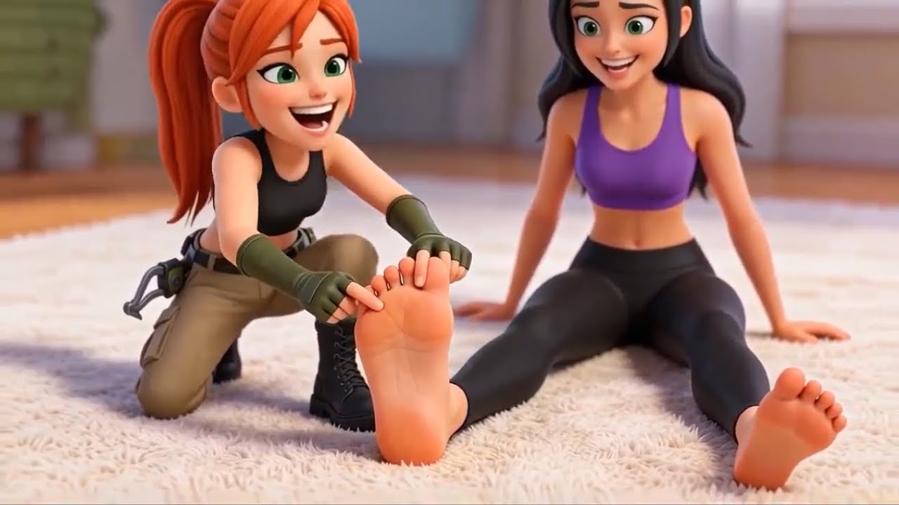 ASMR feet tickling massage cartoon Kim Possible's Hilarious Foot Tickle Challenge
