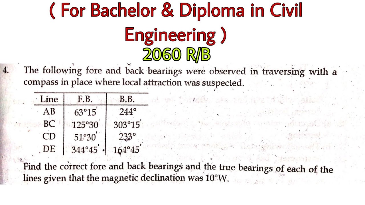 Calculate correct bearing of the given Traverse line | Also find true FB & BB | Surveying 1st |
