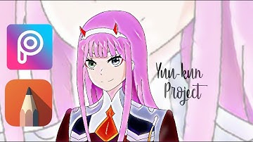 [Drawing Anime] Zero Two using Autodesk Sketchbook & Picsart on Android