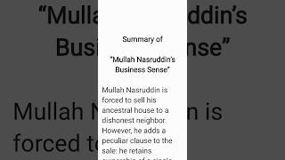Mullah Nasruddin's Business Sense Summary