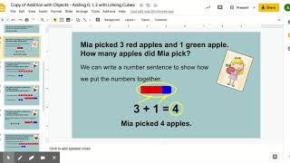 1st Grade Addition with Objects - Adding 0, 1, 2 with Linking Cubes