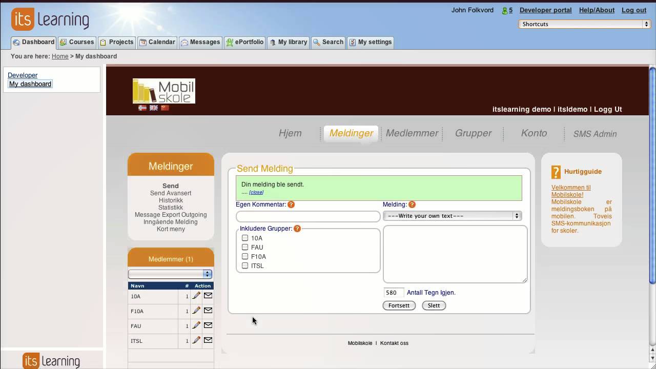 SMS i itslearning og Mobilskole login YouTube