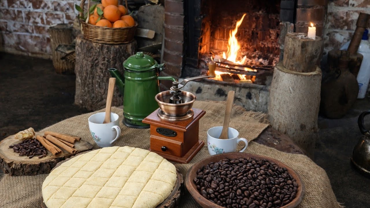 Village life traditional cooking & Cinnamon | Traditional Semolina Dessert with Honey asmr 