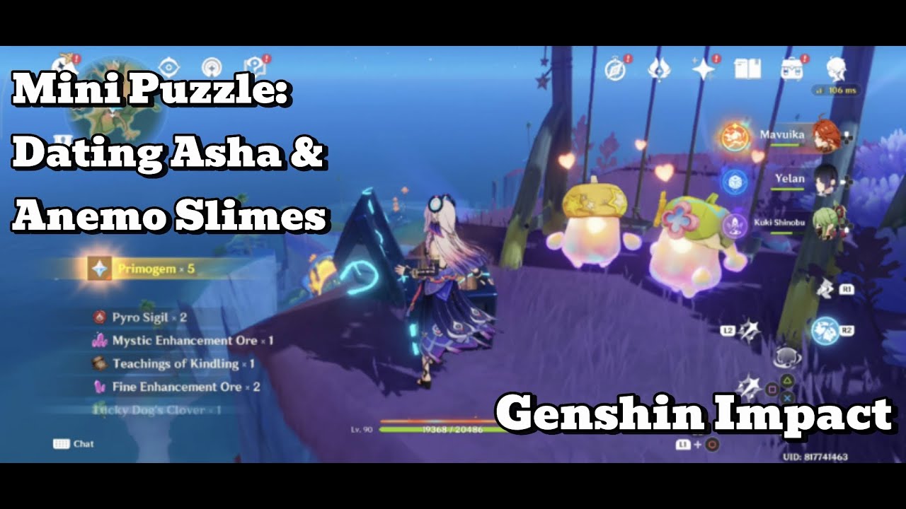 Genshin Impact Mini Puzzle] Dating Asha & Anemo Slimes - Tete Isle