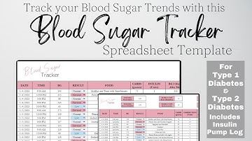 Blood Sugar Tracker Template Excel Spreadsheet, Sugar Tracking Excel Google Sheets Type 1 Type 2 T1D