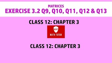 16. Class 12 Maths: Chapter 3  - Matrices: Exercise 3.2 Q9, Q10, Q11, Q12 and Q13