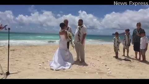 Moment groom vomits during 