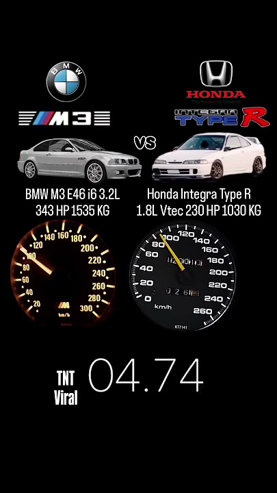 BMW M3 E46 i6 3.2L 343 HP 1535 KG vs Honda Integra Type R 1.8L Vtec 230 HP 1030 KG