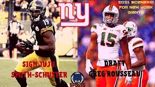 WAY TOO EARLY 2021 New York Giants Scenario! Draft Greg Rousseau, Sign Juju Smith-Schuster
