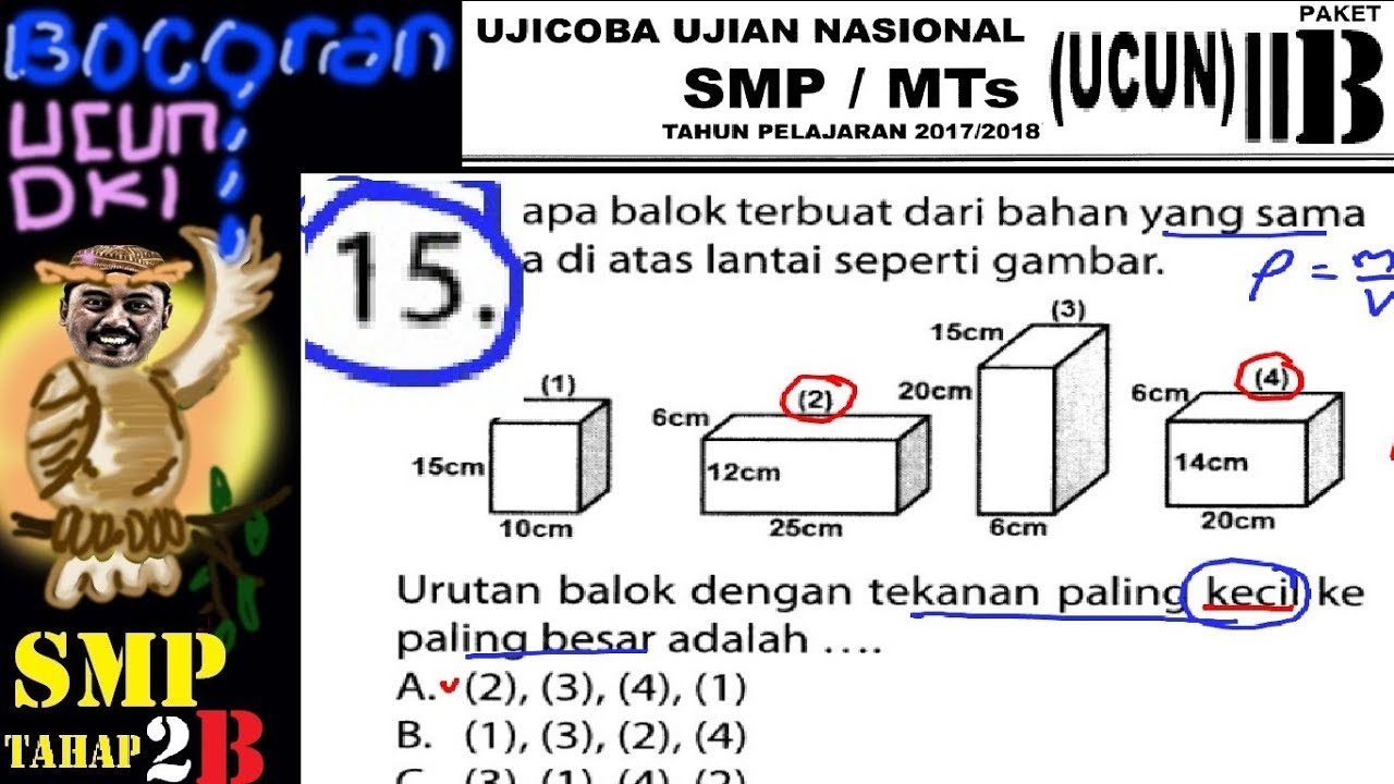 Pembahasan Soal Ucun Ipa Tahap 2 Paket B Smp 2018 Bocoran Prediksino 15 Tekanan Balok Youtube