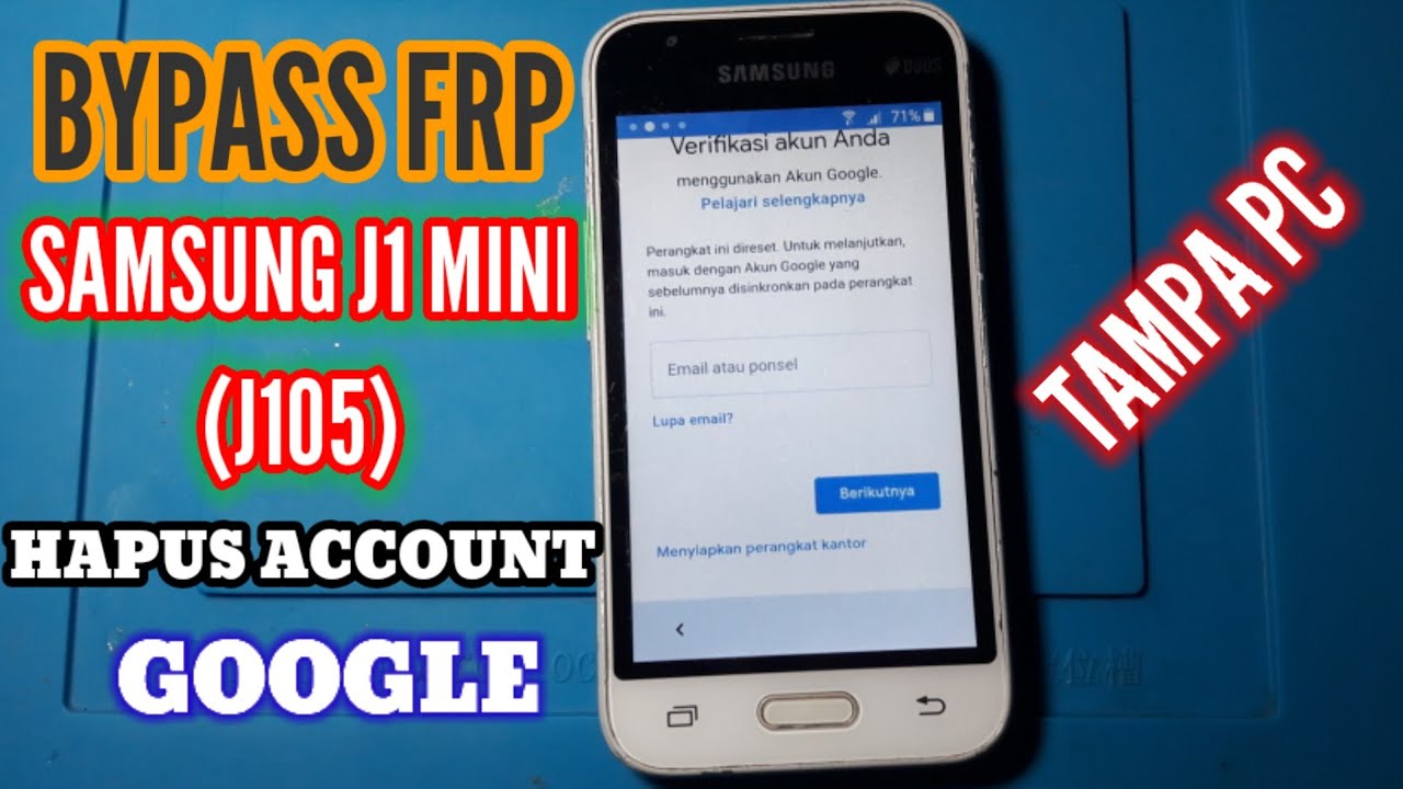 Bypass Frp Samsung J1 mini ,J105,j106 Tampa Pc