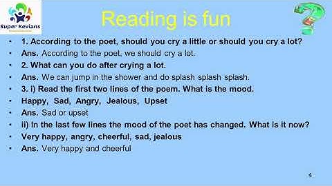 Crying, Class V English, Video Lesson with Question Answer Discussion.