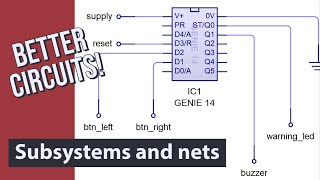 How to improve schematic circuit design using named nets and subsystems | GCE and GCSE Electronics
Most students tend to create one large circuit diagram that is difficult to read and test. If you watch this video I show you how to split what might have been a complex circuit diagram into smaller parts (subsystems) that can be joined together using labelled connectors or nets. This is by far the easiest way to develop a complex system and it allows you to design and test subsystems separately before joining them together. It also makes it easy for you to swap in/out alternate subsystems.
You can see me using Circuit Wizard but nets and/or named connectors can be found in other programs. How to improve schematic circuit design using named nets and subsystems | GCE and GCSE Electronics