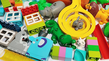 Satisfying Building Blocks ASMR Marble Run - Rubbit, hippopotamus, seesaw elephant & other animals
