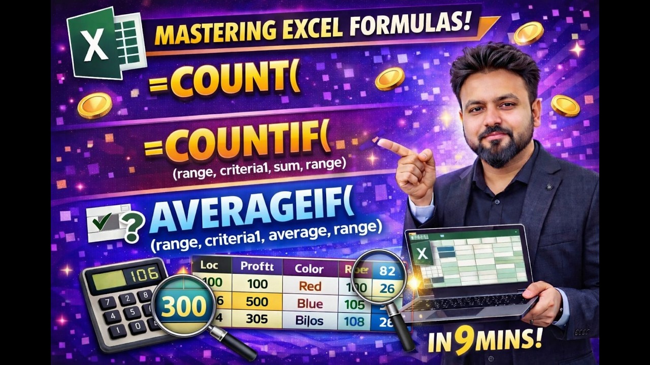 Learn COUNT, COUNTIF & COUNTIFS Fast (Excel Tutorial in 9 Mins) - YouTube